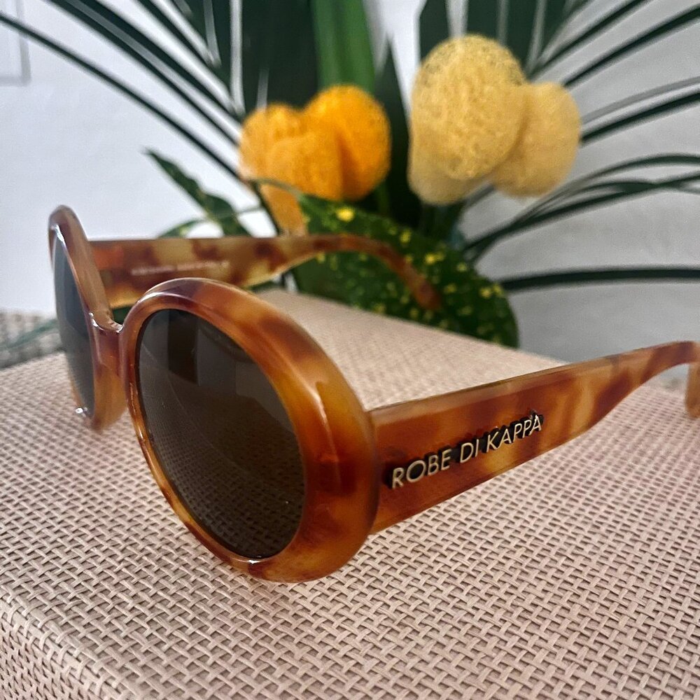 Italy Vintage ROBE DI KAPPA 90's Amber Tortoise Sunglasses Oval/Round
